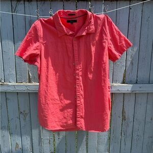 Marc Anthony Men’s Slim Fit Coral Linen Button Down Shirt Size XL